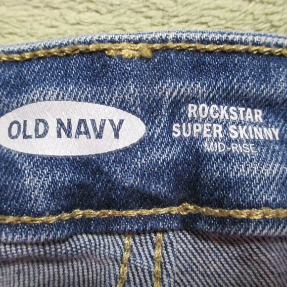 Old Navy jeans Rockstar Skinny distressed denim mid rise jeans size 18 - Picture 2 of 9